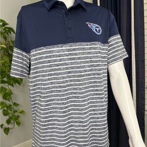 Tennessee Titans Fanatics Navy and Gray Striped Polo Shirt Size L